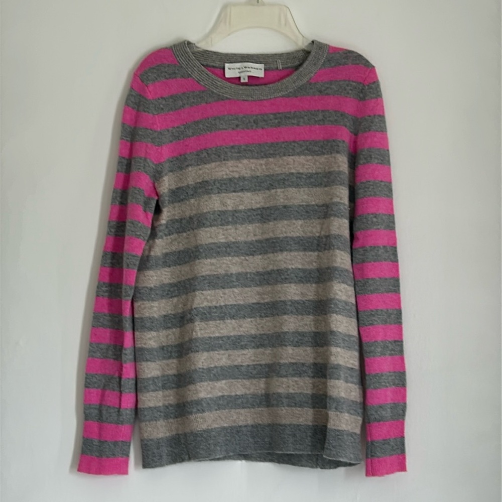 White + Warren Cashmere Striped Sweater Relaxed Fit Small